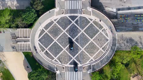 sardenya roundabout at barcelona spain. famous roundabout. downtown cityscape. top view crossing. sardenya roundabout in spain. barcelona street scene