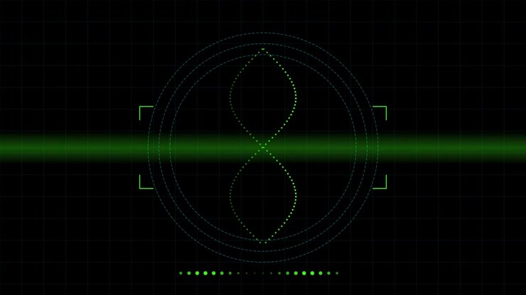Digital DNA Helix Animation on Futuristic HUD Interface