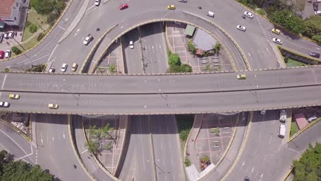 beautiful aerial tilting shots of roads of medellin , aguacatala glorieta, poblado