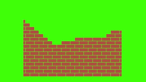 icon of a brick wall on a green screen in 4k