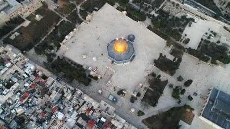 golden dome of the rock al aqsa mosque, jerusalem aerial view