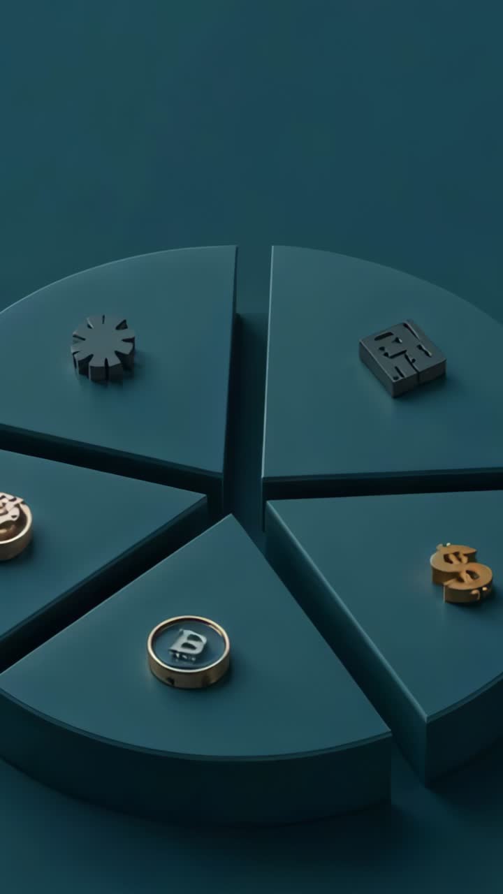 Vertical video: Beginning sequence chart spinning at teal backdrop, with currency and code icons