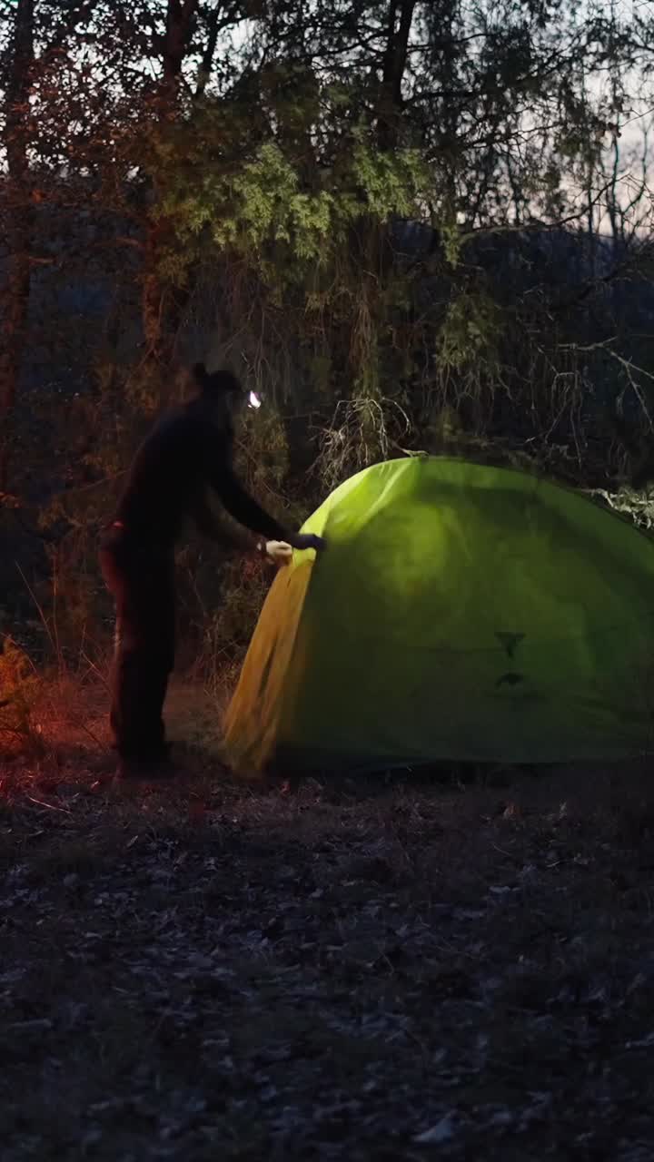 Camping in the wilderness at twilight