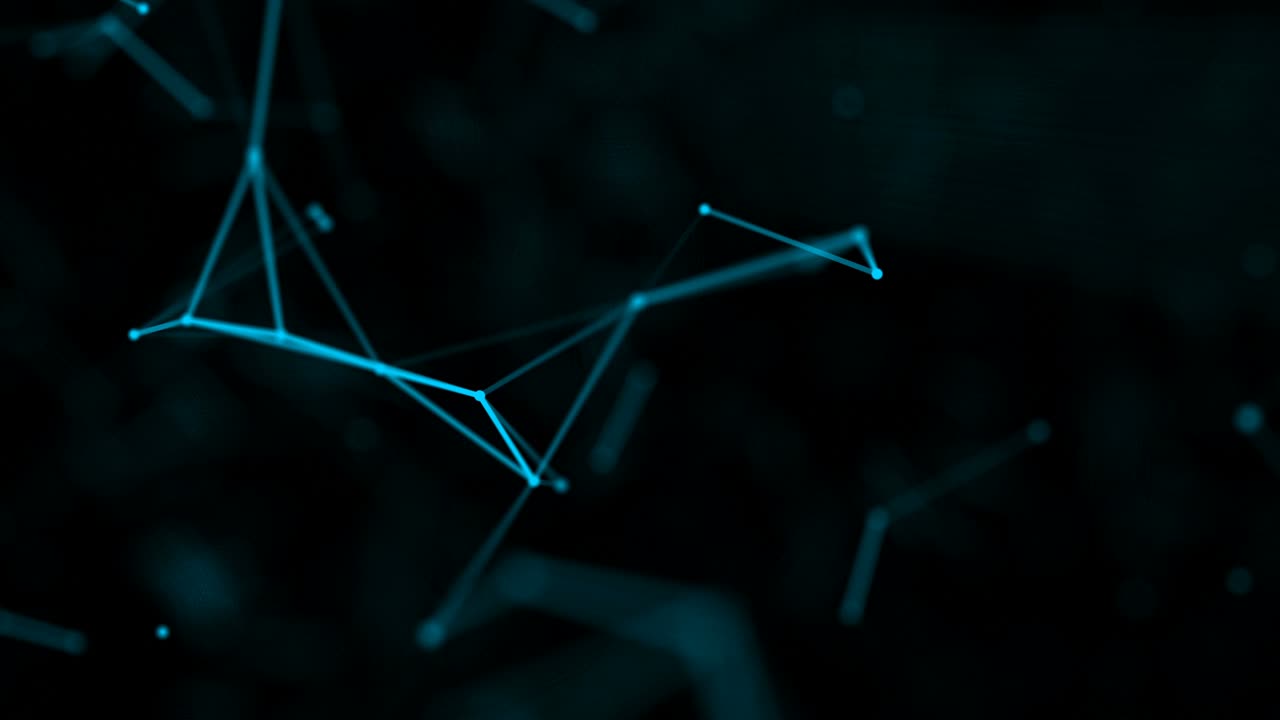 fondo geométrico azul en bucle abstracto con líneas y puntos en movimiento.