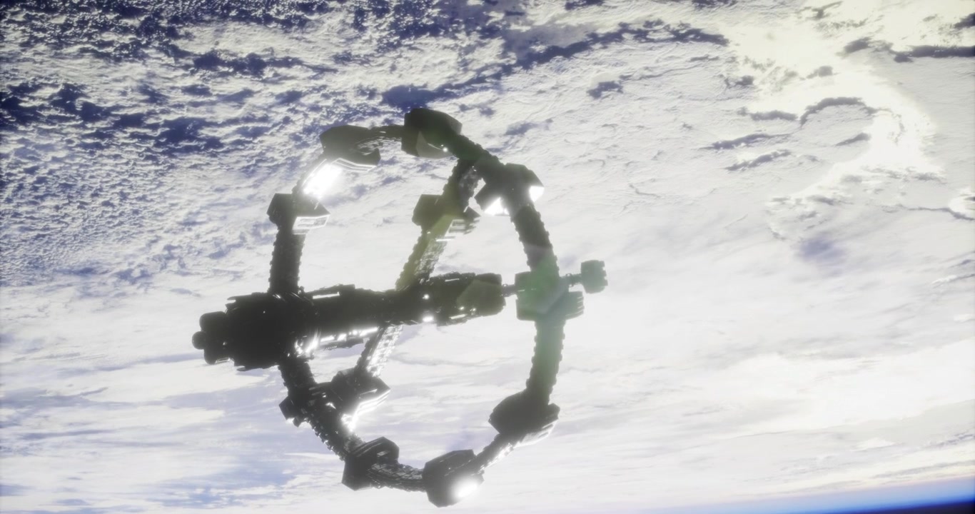 Stazione spaziale in orbita attorno alla Terra con una struttura e un design impressionanti