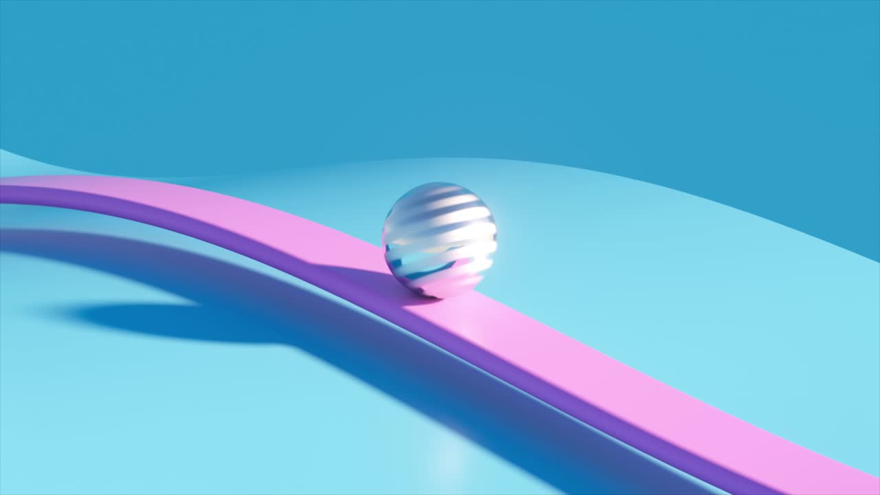 Abstract 3D Render with Sphere on Curves