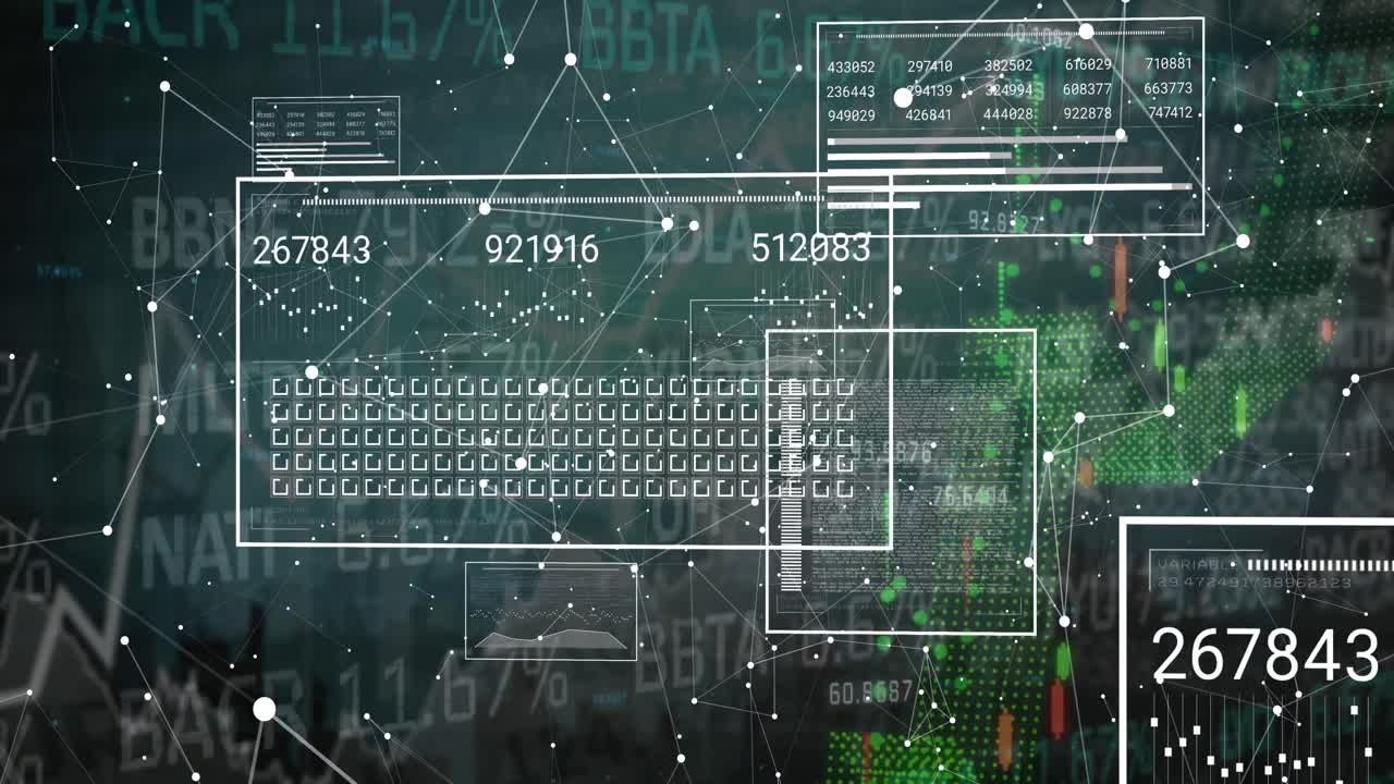 Animation of network of connections over data processing