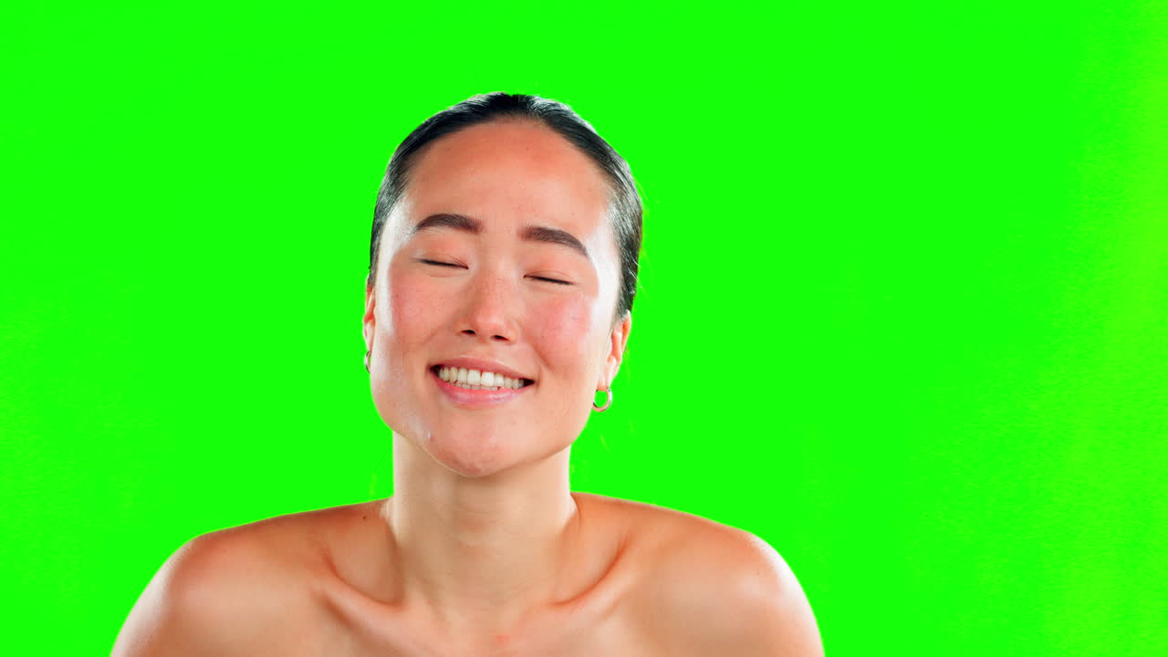 아름다움, 얼굴과 초록색에 아시아 여성의 초상화