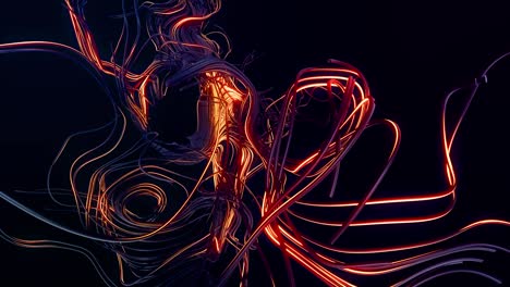 4k abstracto en bucle bg. luces de neón como guirnaldas o relámpagos. flash multicolor de líneas curvas. concepto de red neural de computación, inteligencia artificial, ai. luma mate como canal alfa