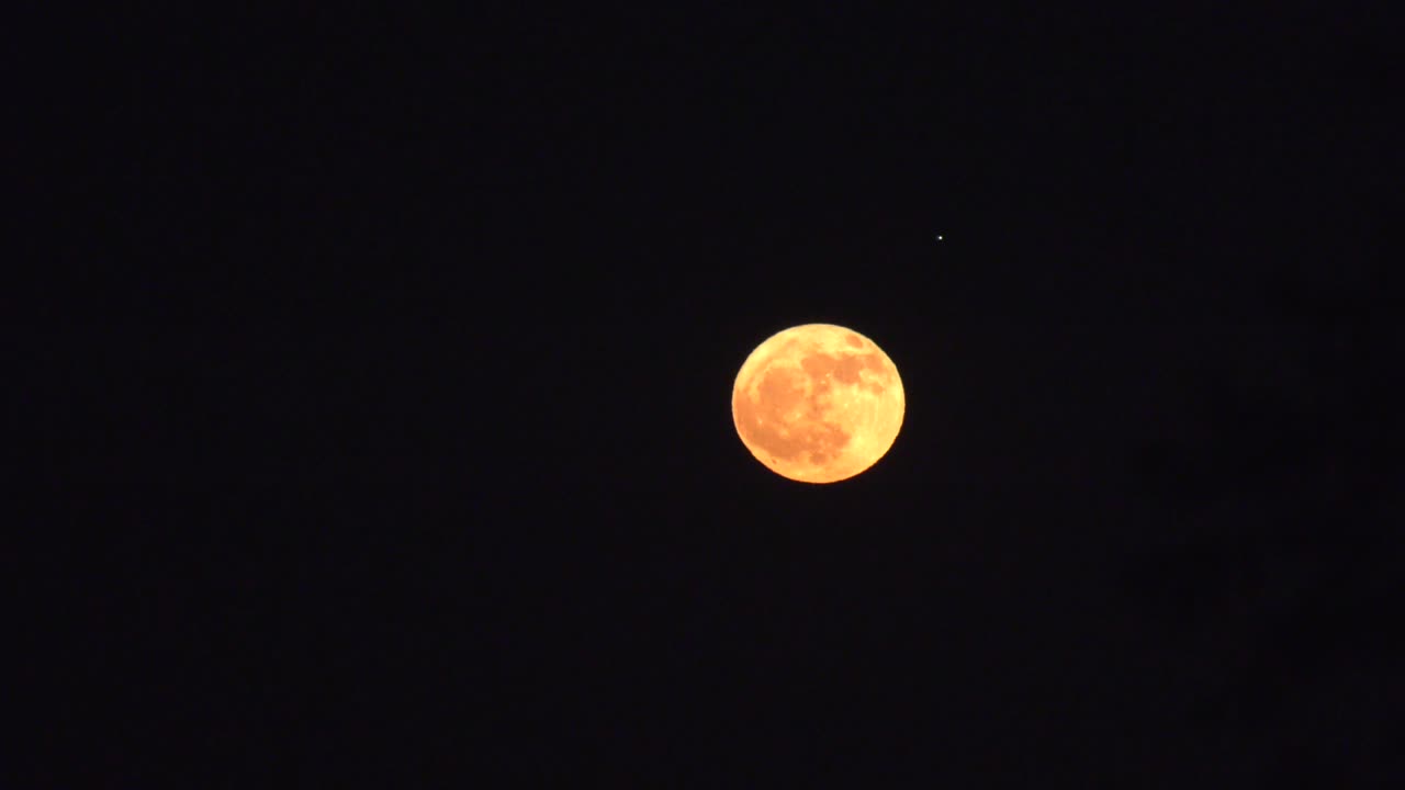 Large Orange Moon In Sky