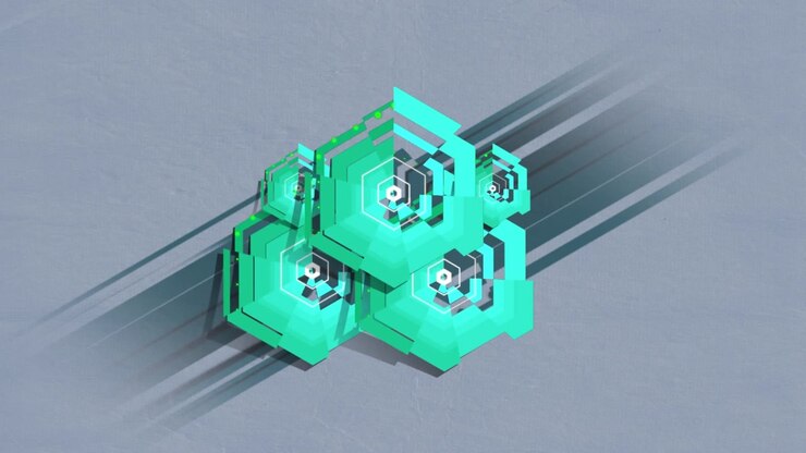 Animation of shapes moving over blue background