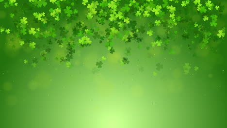 shamrock green clover leaves pattern loop background. st patricks day shamrock symbols decorative elements pattern. festive animation with blank space for greeting text.