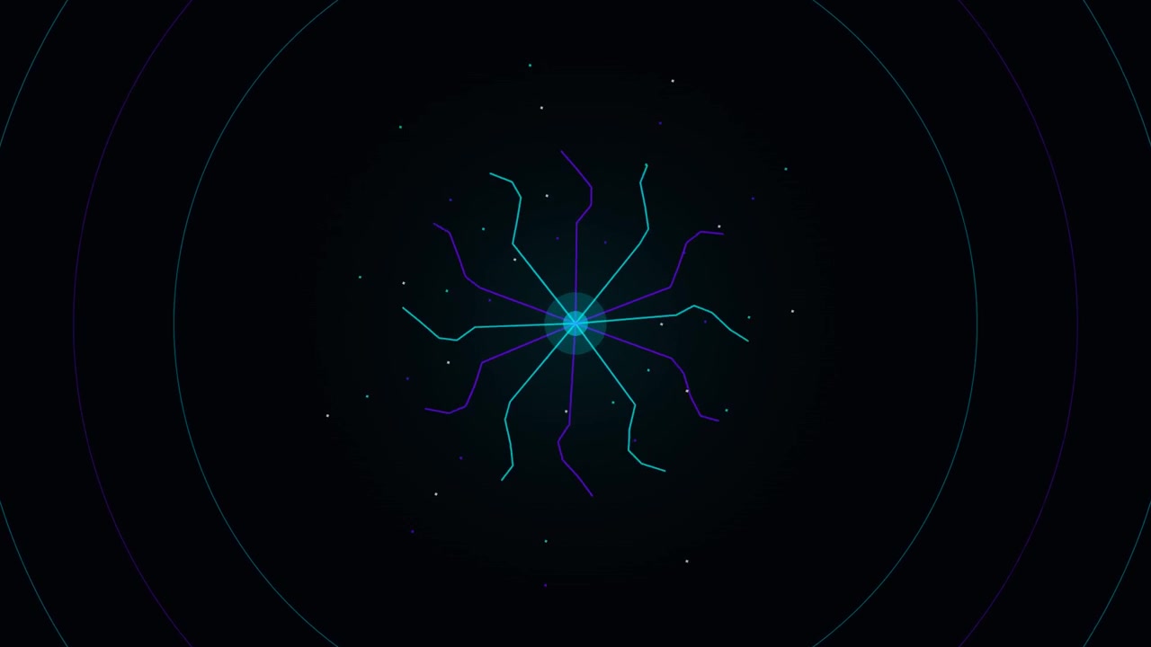 Abstract Neon Radial Pulse Animation on Dark Background