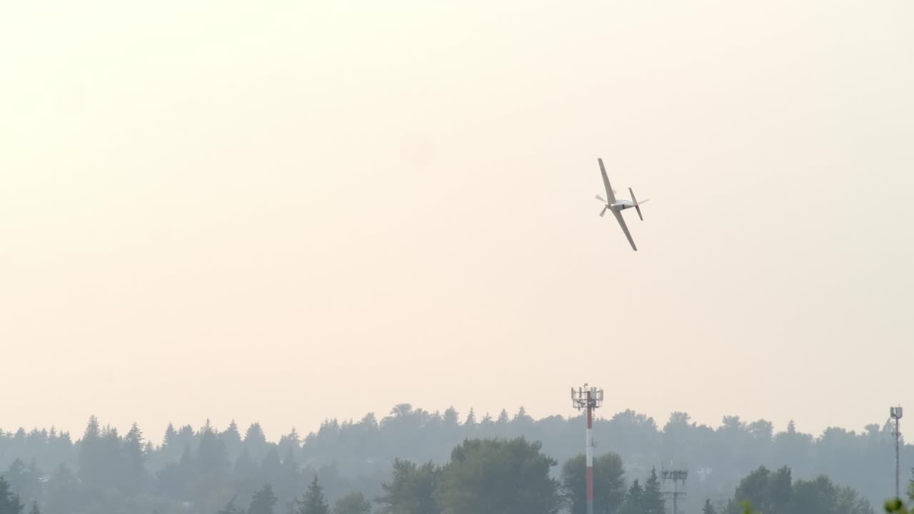 North American P-51 Mustang Warplane Flying in Right Turn SLOMO TRACK