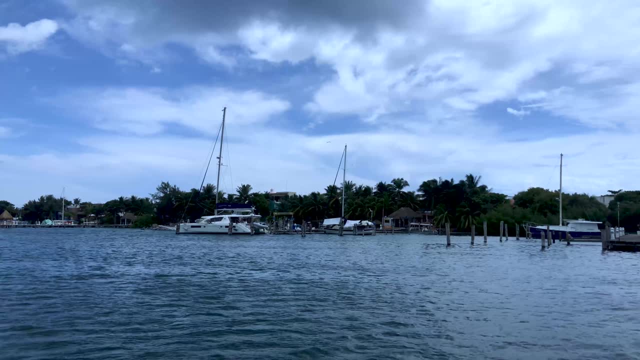 Beautiful Tropical Marina with Boats and Sailboats