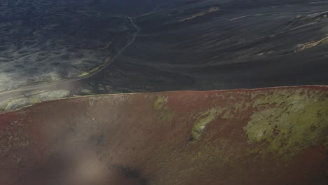 Raudaskal---Red-Volcanic-Crater-With-Green-Moss-In-Iceland