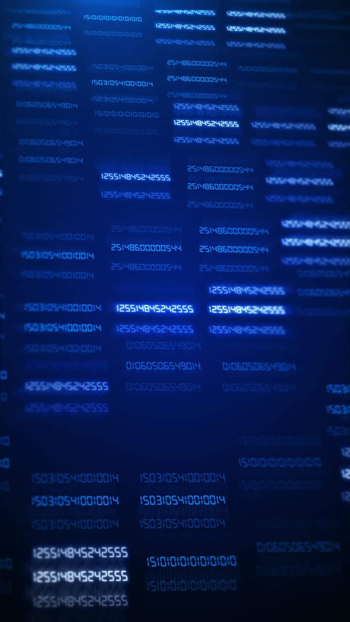 Binary code glow numbers in lines background sequence matrix color blue backdrop 3d 4k coding