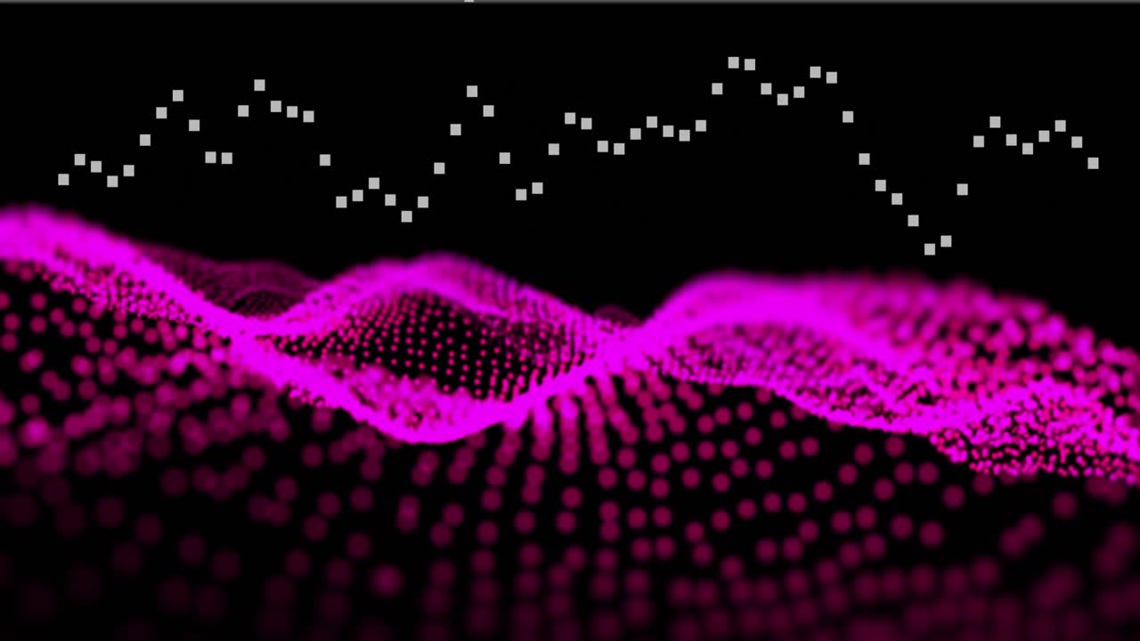 Animation of graph over black background with pink glitter