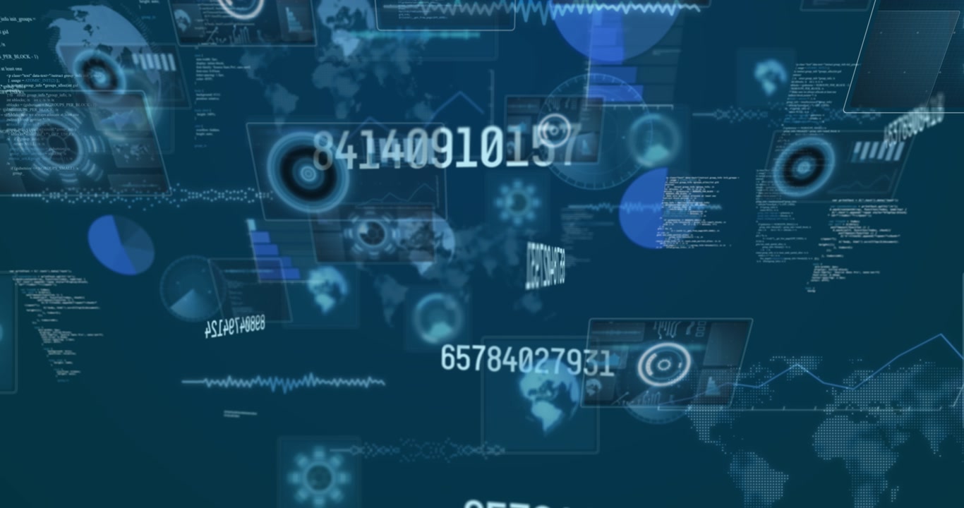 Animation of data processing and media icons over road