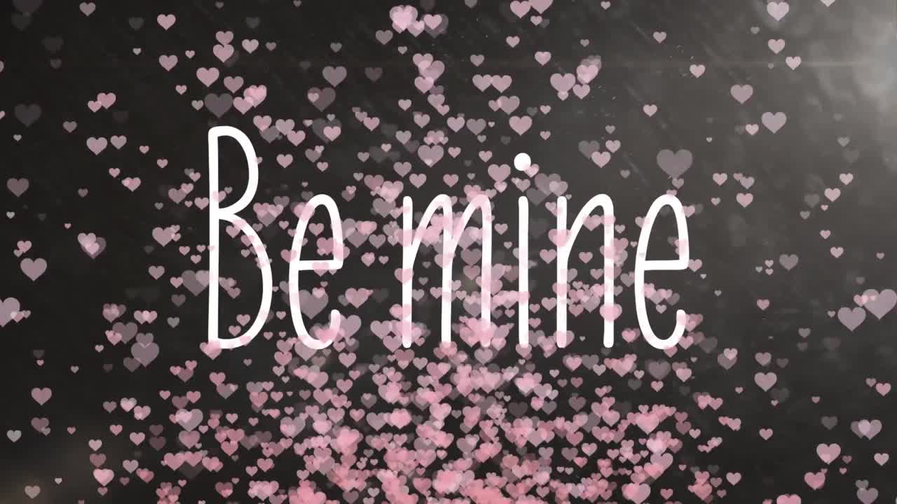 배경에 분홍색 심장이 있는 'be mine'의 애니메이션