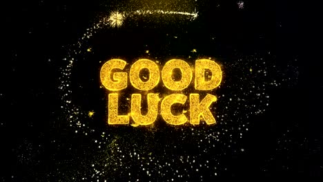 good luck text on gold particles fireworks display.