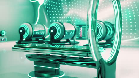 sala médica futurista con tecnología brillante