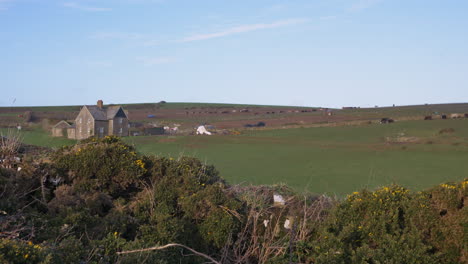 Panoramic-view-of-a-farm-in-Devon,-UK