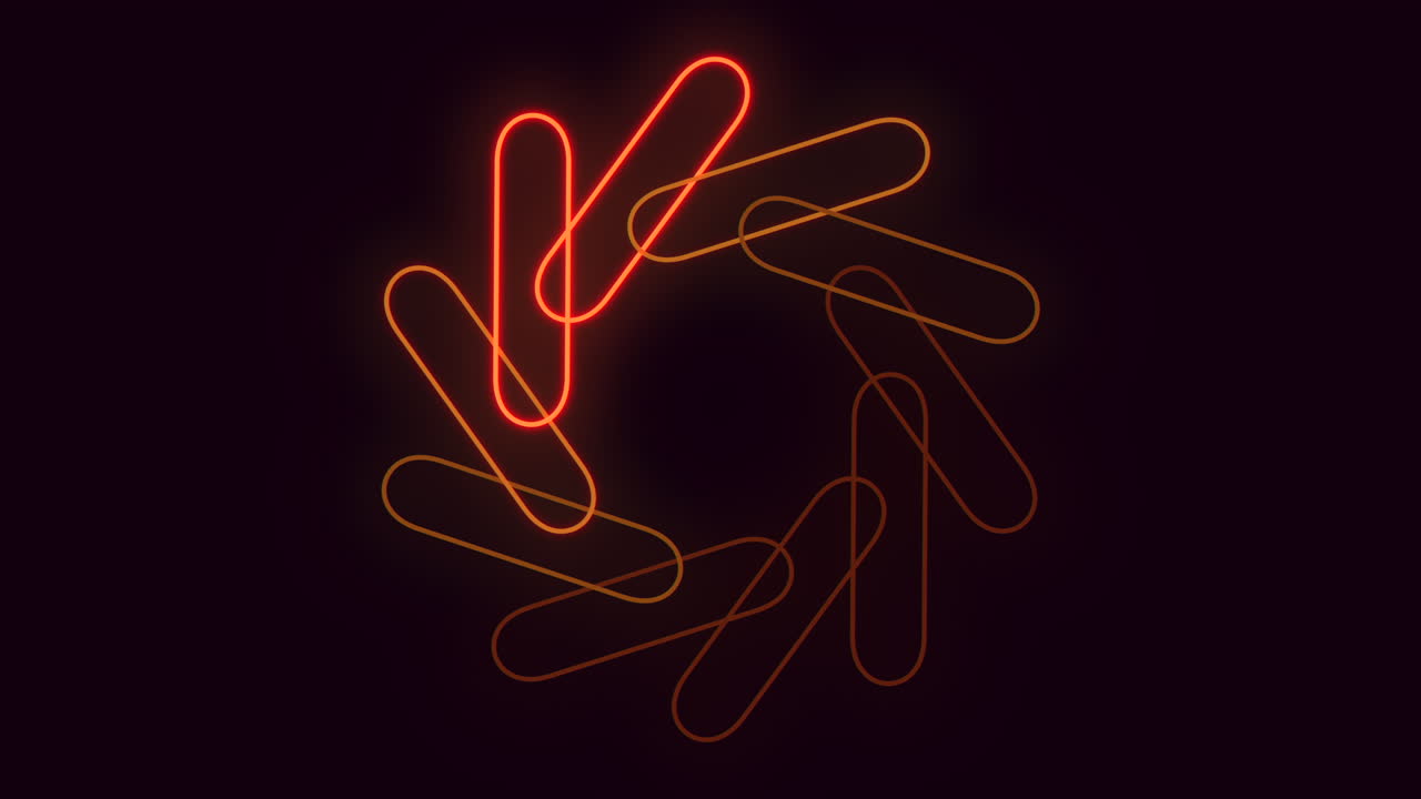 Vibrant neon sign in red and orange lights on black background