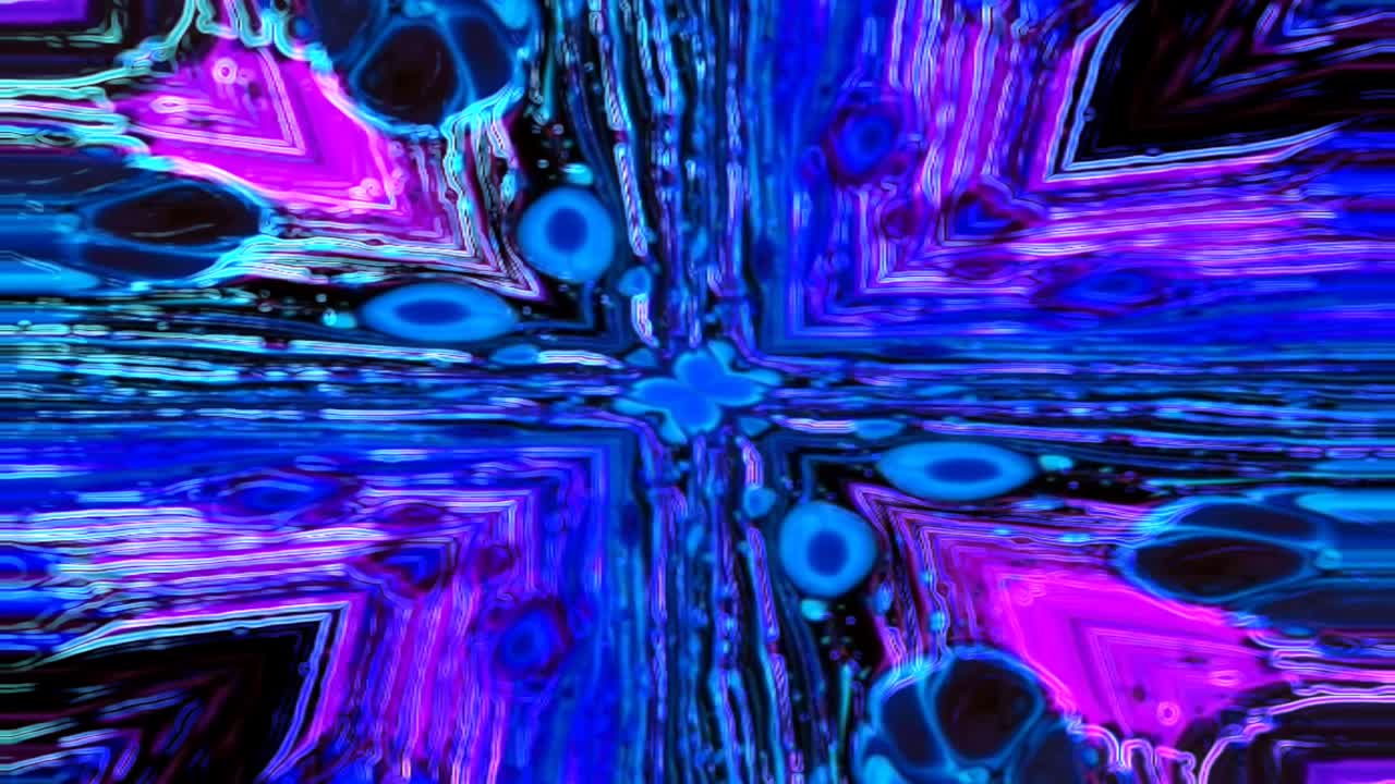 colorido caleidoscopio azul neón patrón fractal fondo de movimiento.