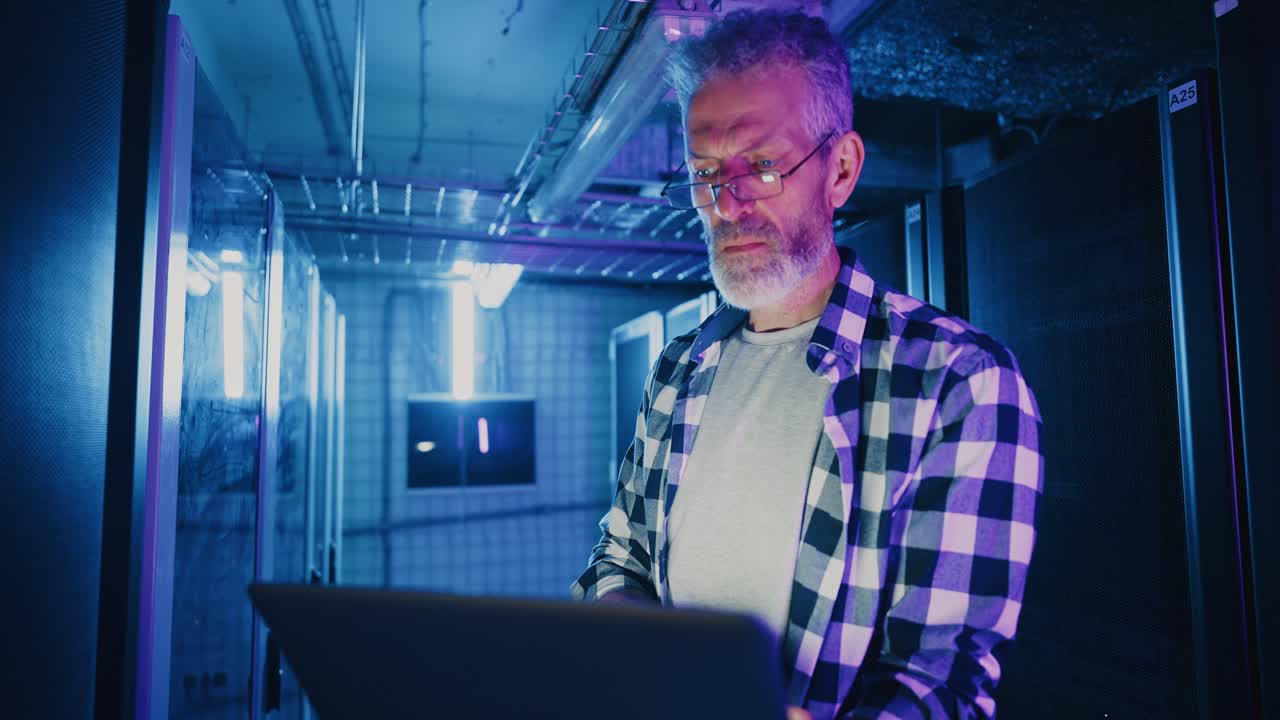 IT Technician working in a server room