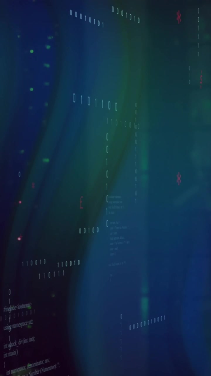 Animation of data processing and shapes over server room