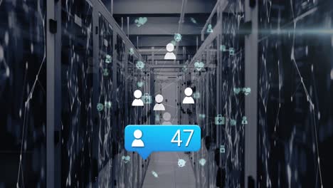 animación del procesamiento de datos a través de servidores informáticos