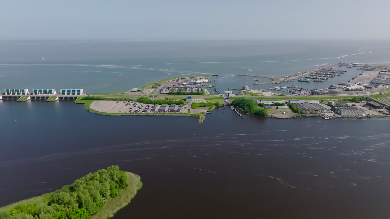 The port and marina at Lauwersoog on the Wadden Sea in the Netherlands