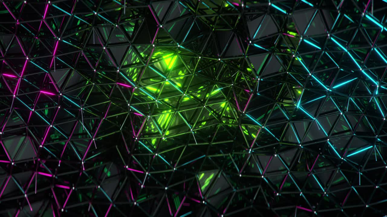 Polygonal connection strusture seamless loop 3D render animation
