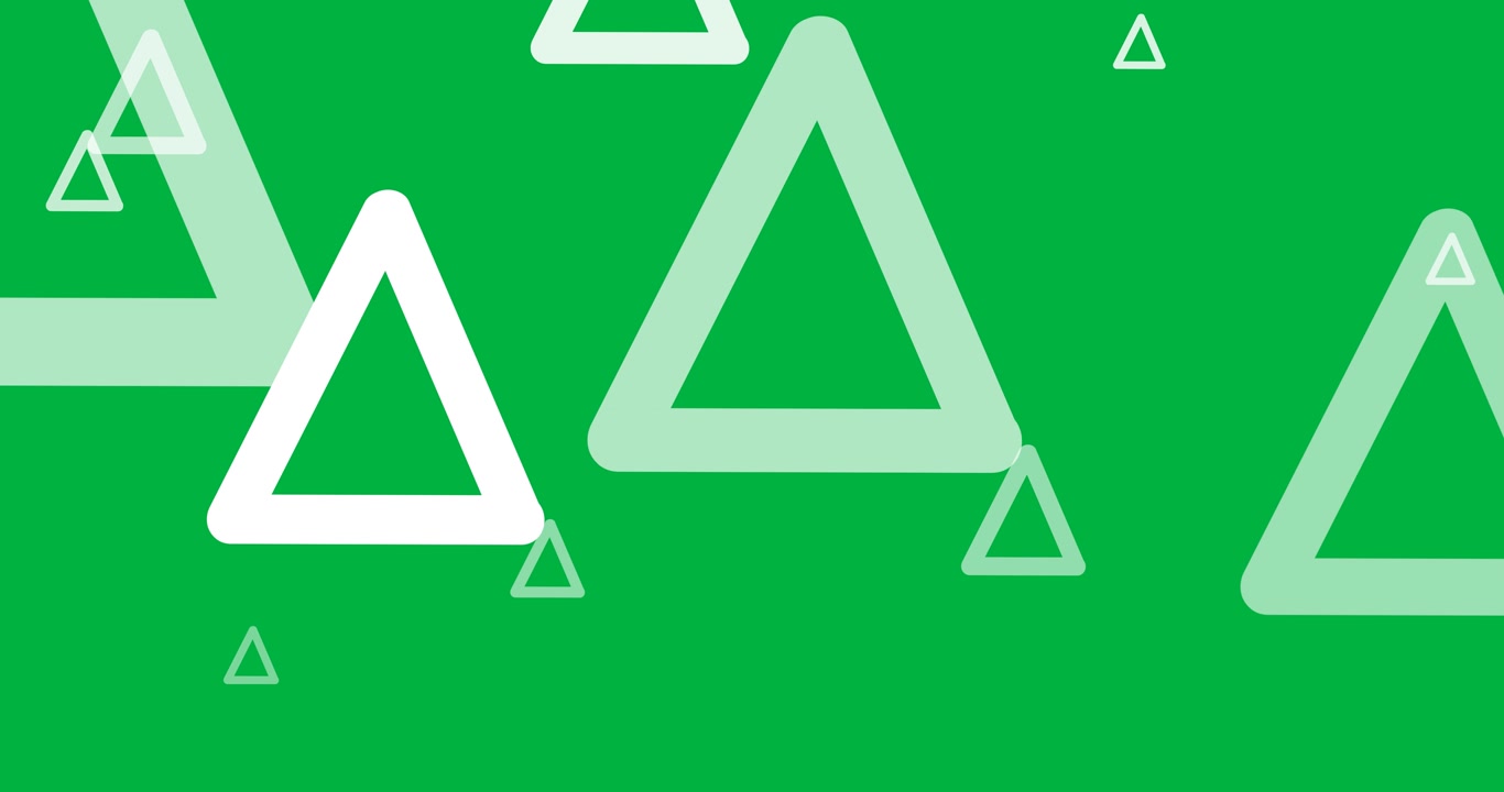 Digital animation of multiple white triangle shapes floating against black background