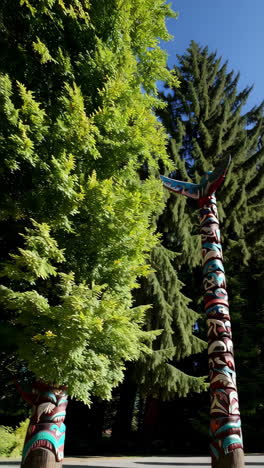 totem poles in a park