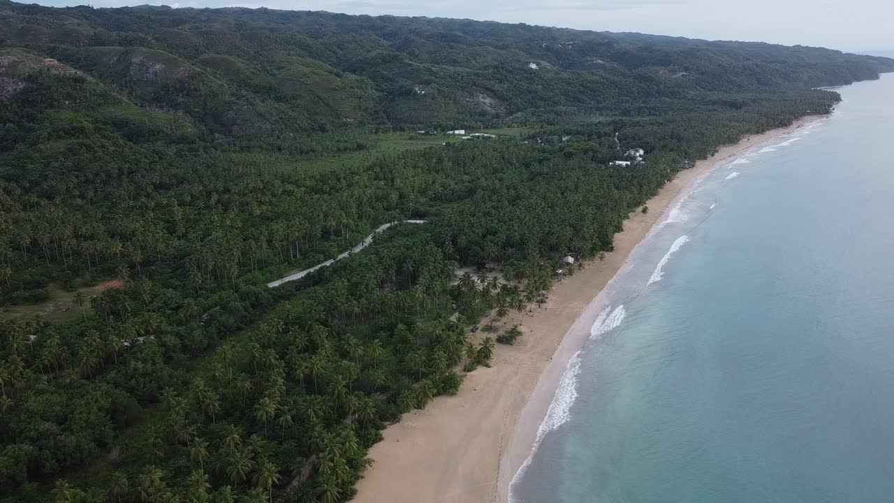 Aerial view of picturesque Playa Cos&oacute;n beach near Las Terrenas on the Saman&aacute; peninsula in the Dominican Republic