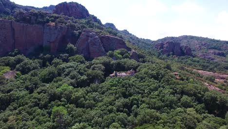 Aerial-view-of-landscape-of-Cannes-mountain-and-canyon-at-sunny-summer-morning