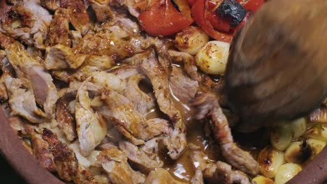 lamb, mutton, sheep meat with onion, slow-cooked in a stew