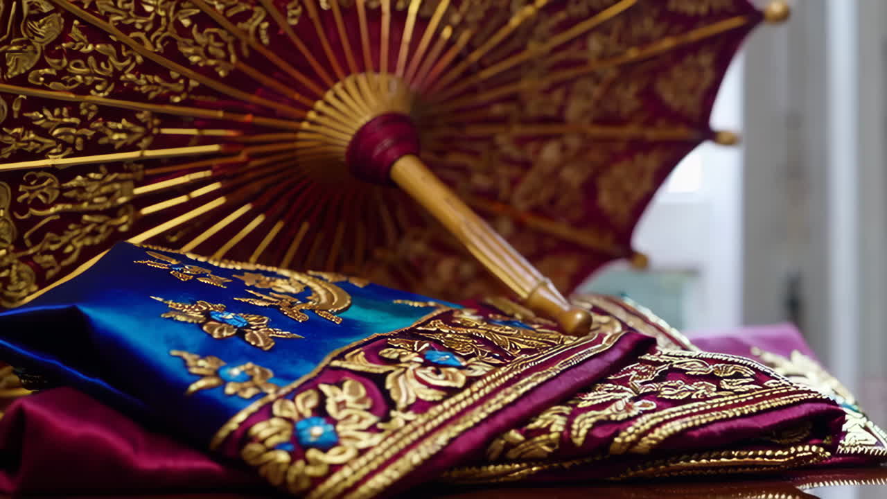 Traditional Indian Clothing and Decorative Umbrella