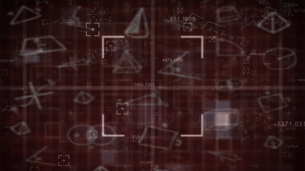 animación de ecuaciones matemáticas sobre formas en fondo negro