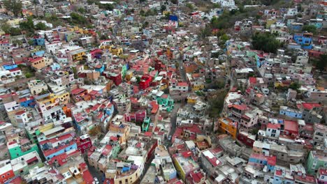 Guanajuato-Drone-Shot,-Panorama,-Mexico,-Hills-with-Houses