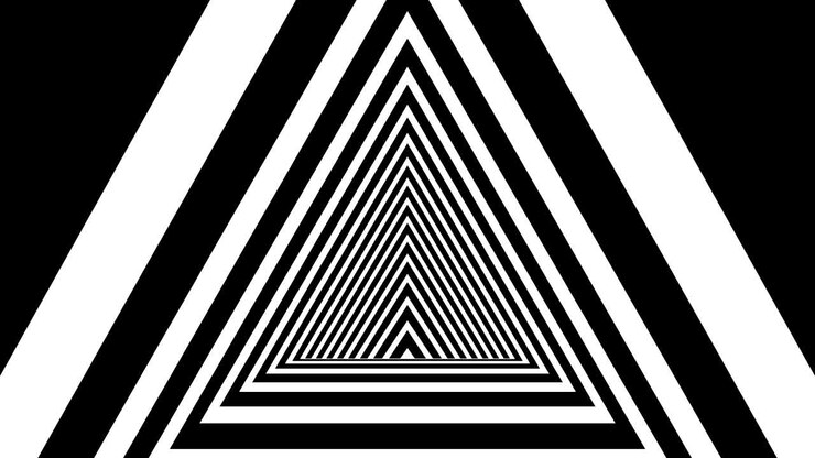 Seamless Looping Black and White Triangle shape Abstract Animated Background Hypnotic tunnel Style.