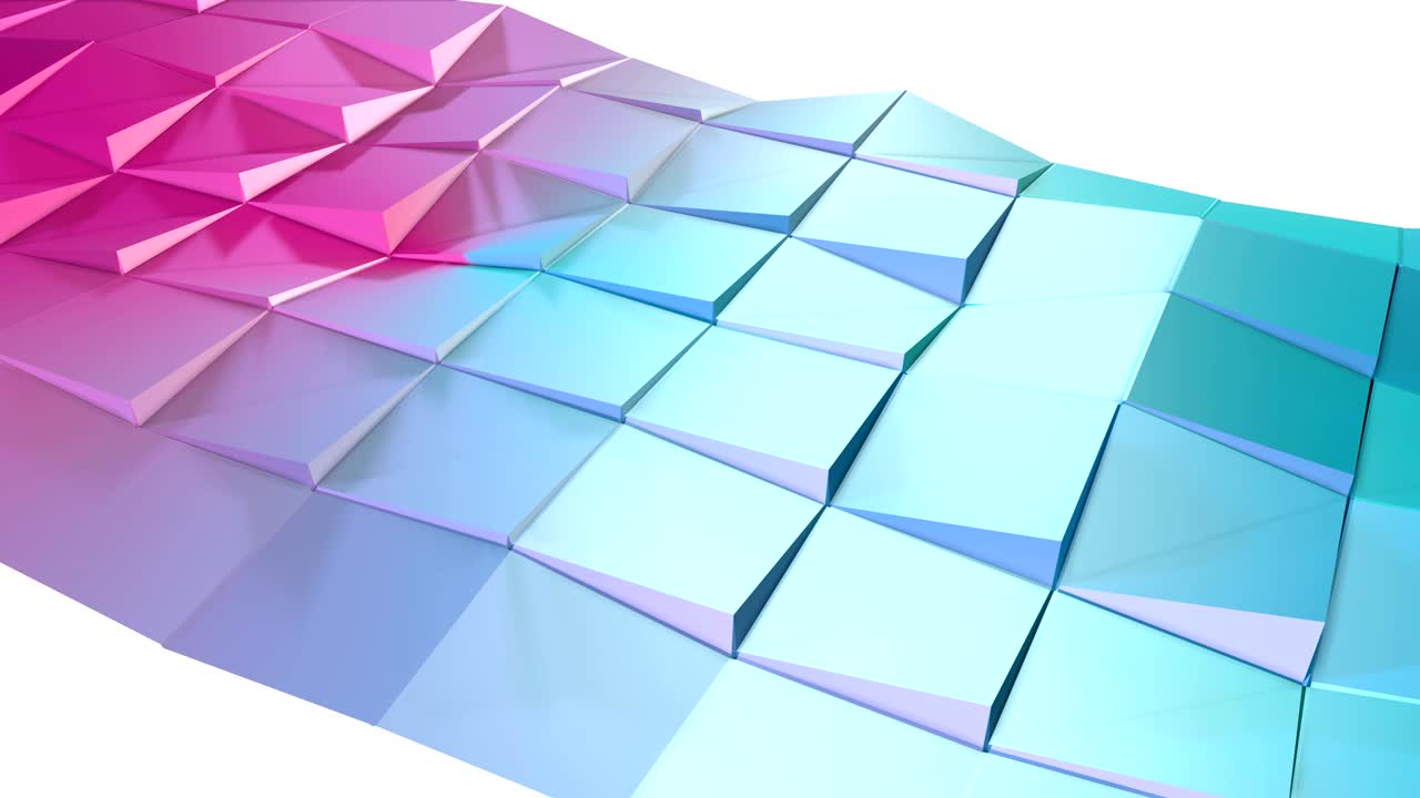 abstracto simple azul rosa baja poli superficie 3d como entorno fractal. fondo de movimiento de baja poli geométrica suave de desplazamiento de polígonos de color rosa azul puro. fondo de bucle sin costuras 4k fullhd