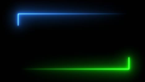 abstract neon glowing lines and frames on dark background