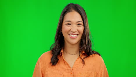 Face,-funny-and-happy-woman-on-green-screen