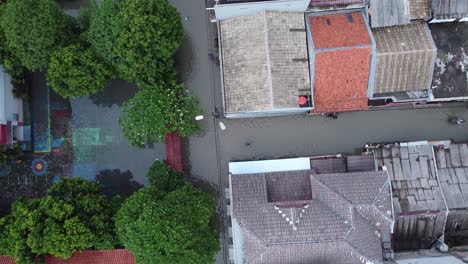 toma aérea, las zonas residenciales están inundadas