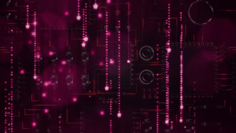 animación del procesamiento de datos en una placa de circuito luminoso de computadora