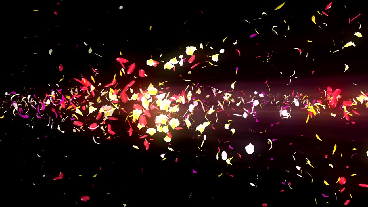 화려한 잎자루, 나선형 반이는 꽃잎, 꽃 모양, 예쁜 춤추는 꽃잎, 회전하는 꽃잎에서 소용돌이, 추상적인 루프 애니메이션.