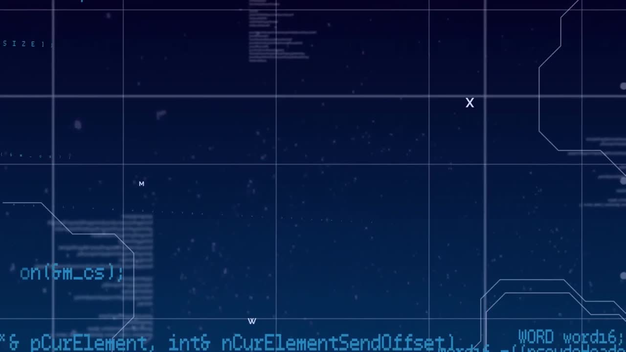 Animation of data processing over navy background